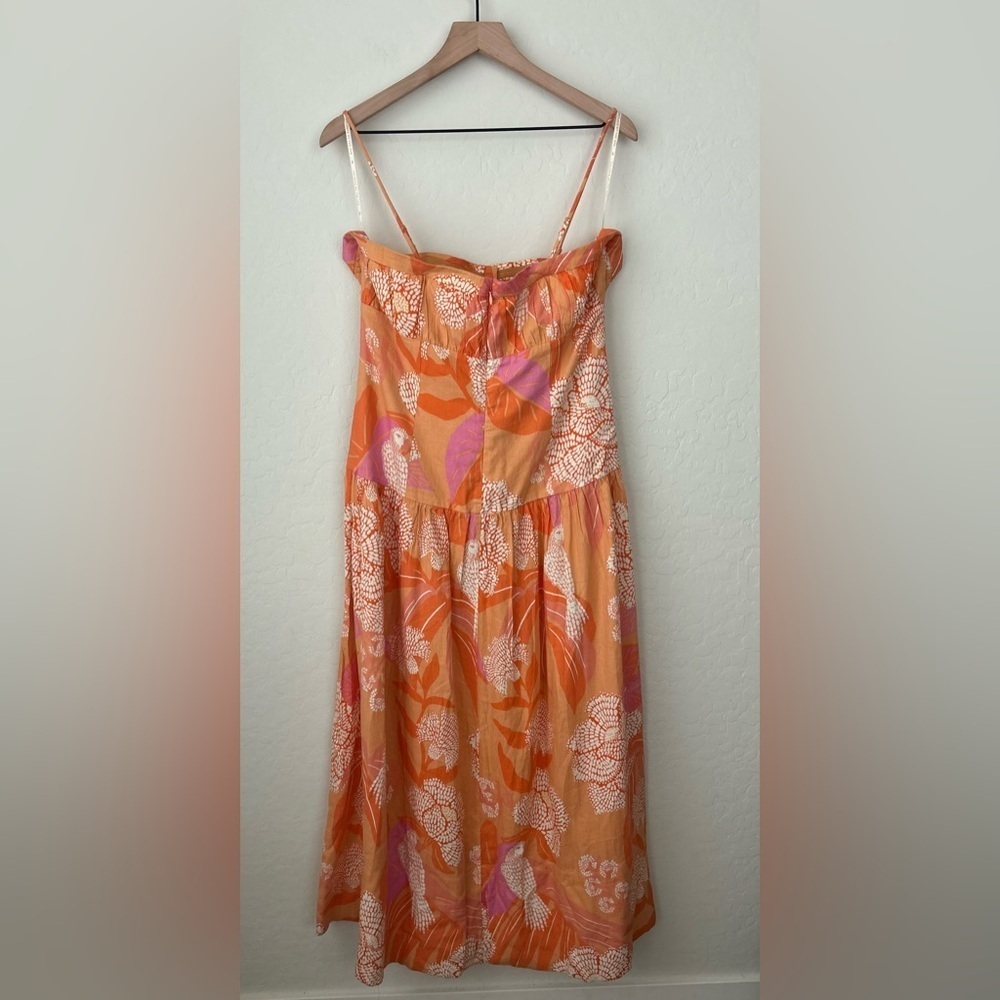 NWT Farm Rio x Anthropologie Linen Blend Strapless Drop-Waist Maxi Dress - Picture 7 of 8
